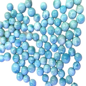 Larimar-cabuchón azul cielo Natural del Mar Caribe, parte trasera plana, pulido a mano, Larimar auténtico - Product Image 5