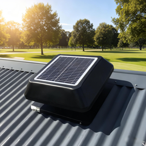 25WブラシレスDC IP68モーター搭載ソーラー屋根裏換気扇 ソーラーハイブリッドDCACボールベアリング屋根換気扇 軸流排気ファン - Product Image 1