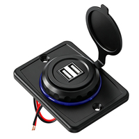 Stopkontak Charger Mobil USB Port Persegi Tahan Air 12V 24V untuk Motor, RV, Skuter Listrik