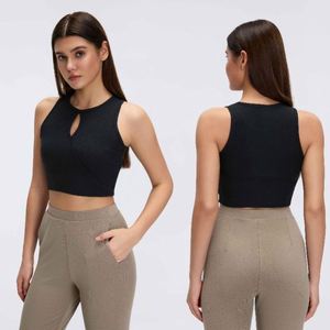 Débardeur de course pour femme, sans soutien-gorge intégré, extensible dans quatre directions, respirant, écologique, avec logo frontal, polyvalent, pour fitness et yoga - Product Image 1