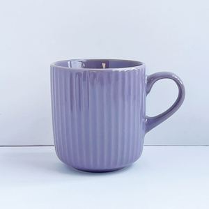 Taza <span class=keywords><strong>de</strong></span> cerámica verde oscuro brillante con nervaduras verticales, taza <span class=keywords><strong>de</strong></span> café <span class=keywords><strong>de</strong></span> gres con cuerpo recto acanalado, para comercio mayorista - Product Image 2