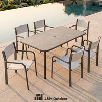 J&M Outdoor Économique 	 Ensemble de 6 chaises modernes en aluminium pour hôtel, tables de réception, canapé de salle à manger extérieure pour restaurant