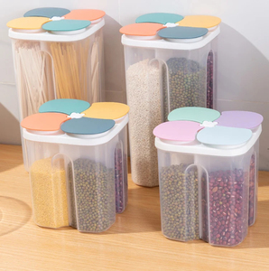 Boîte de rangement pour la cuisine Récipients de stockage des aliments Réservoir de stockage de grains en plastique scellé étanche à l'humidité avec couvercle Conteneur Articles de cuisine - Product Image 1
