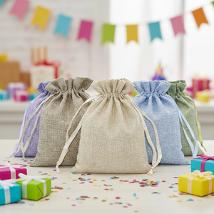 Sacs cadeaux en toile de jute lin sérigraphiés pour Halloween avec cordon de serrage pour bonbons, bagues, bijoux et emballages - Product Image 4