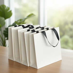 Custom Luxury White Paper <b>Gift</b> <b>Bag</b> Large Medium Matte Embossed Laminated Recyclable Aqueous Coated Sturdy Handle - Product Image 3