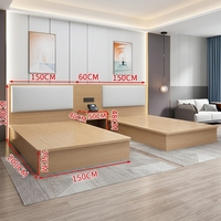 Minimalistisches Leichtes Holz-Doppelbett Hotel-Schlafzimmermöbel Komplettset für Sterne-Hotels, Service-Apartments und Ferienwohnungen