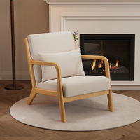Fauteuil de détente simple de style nordique moderne, design en bois massif pour chambre à coucher, balcon, favori des influenceurs pour la maison