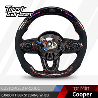 Volant chauffant sport rouge personnalisé en fibre de carbone forgée avec LED intelligentes pour Mini F54 F55 F56 F60 Cooper S JCW R50 2015-2026
