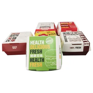 Boîte à hamburgers imprimée personnalisée, emballage de restauration rapide, boîte à hamburgers Kraft marron