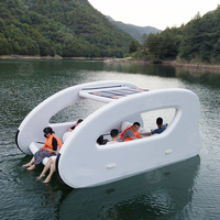 Bateau solaire électrique flottant pour jeux aquatiques d'été, catamaran portable, bateau-maison gonflable durable avec moteur