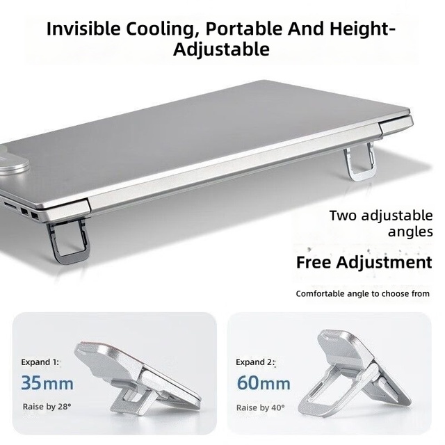 Lulin Hot Selling New Mini Zinc Alloy Portable Laptop Cooling Rack Holder Adjustable Invisible Notebook Stand 18cm
