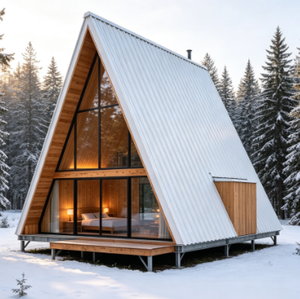 Cabines de vacances préfabriquées triangulaires de luxe <span class=keywords><strong>PINGUI</strong></span> en acier léger avec structure de conteneur mobile pour loisirs - Product Image 1