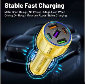 Cargador de Coche de Diseño Creativo de 75W con Doble Línea, Carga Rápida, Uno a Cinco, 3USB+2PD - Product Image 4
