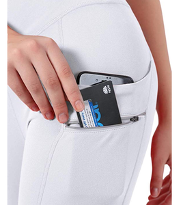 Legging Wanita Tinggi Semata Kaki Panjang dengan Ritsleting Belakang dan Kantong Samping Celana <span class=keywords><strong>Yago</strong></span> Putih - Product Image 4