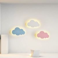 Applique murale LED encastrée créative pour intérieur, forme nuage, abat-jour en fer et bois, télécommande, décoration moderne