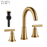 Robinet mitigeur de lavabo de salle de bain contemporain à double poignée en acier inoxydable avec finition céramique, pour montage sur plan, eau chaude et froide, OEM