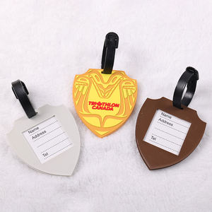 شعار مخصص فاخر شكل درع أصفر بني رمادي علامة أمتعة المطار بالجملة علامات الأمتعة الجوية - Product Image 2