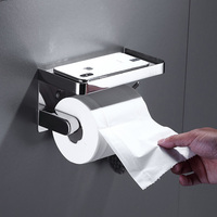 Support mural moderne en acier inoxydable 304 pour papier toilette et serviettes de bain d'hôtel, avec étagère multifonction pour téléphone, garantie 1 an