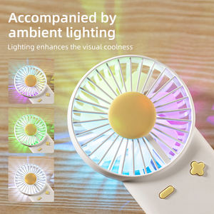 مروحة محمولة صغيرة مع إضاءة LED محيطة وخطاف، مروحة يدوية قابلة لإعادة الشحن للأطفال والنساء، هدايا، مروحة جيب صغيرة - Product Image 3