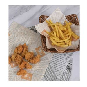 Wholesale Logo Print 10 X 10 40Gsm Food Wrapping White and <b>Gold</b> Wax <b>Tissue</b> Wrapping <b>Paper</b> 53Gsm Deli Snack Wax Coated <b>Paper</b> - Product Image 3