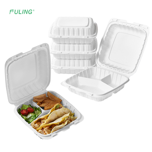 FULING 9*9*3inch 3 Compartment MFPP Plastic takeaway food disposable container take out container