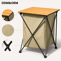 Mesa Plegable Portátil Multifuncional de Doble Capa de Aleación de Aluminio para Acampar al Aire Libre, Muebles de Exterior con Almacenamiento