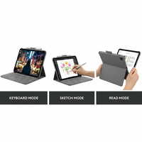Casing Keyboard Laudtec Slim Folio Style untuk iPad (Generasi ke-10 & A16), Keyboard Nirkabel Terintegrasi Kompatibel dengan sistem iPadOS