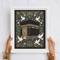 Ensemble d'art imprimé pour mosquées islamiques HAOWAI OEM/ODM_ Décoration murale florale Masjid Al Haram, Nabawi, Aqsa
