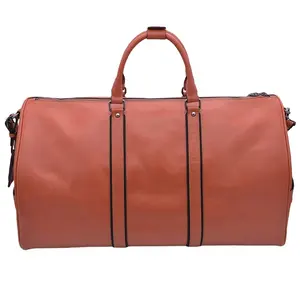 手工制作设计师定制行李袋大容量红色皮革行李箱过夜女性旅行行李袋