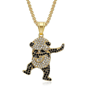 Colgante de acero inoxidable para collar, joyería fina, hip hop, baile callejero, animal, <span class=keywords><strong>panda</strong></span>, diamante - Product Image 1