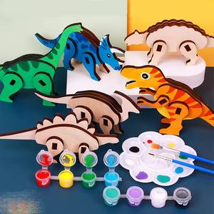 <span class=keywords><strong>Puzzle</strong></span> <span class=keywords><strong>3D</strong></span> en bois de bambou à personnaliser pour enfants, jeu d'artisanat d'animaux de dessin animé dinosaures, jeu d'artisanat pour enfants de plus de 3 ans - Product Image 3