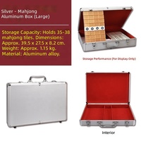 Étui de transport robuste en alliage d'aluminium argenté résistant aux chocs pour Mahjong, avec doublure en velours rouge, boîte de rangement rigide pour tuiles de jeu