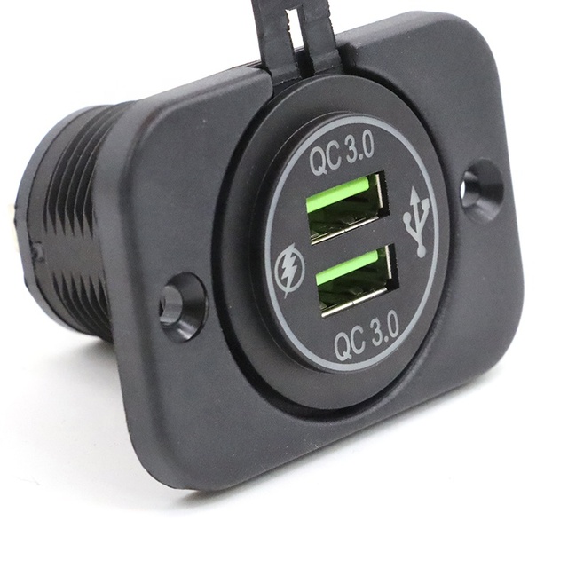 USB Port Car Socket Panel 12V Motorcycle USB Power Adapter on OFF Switch Car Lighter Socket Dual USB Charger Fast Chargering