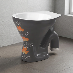 Inodoro rústico Vitrosa negro de doble color, cerámico, con trampa S/P, inodoro europeo de una pieza con descarga dual, tanque oculto, esmaltado. - Product Image 1
