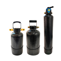 Réservoir de filtration d'eau avec vanne de commande manuelle, poignée de transport et connexions visibles pour équipement de traitement