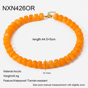 Collier tendance <span class=keywords><strong>Bohu</strong></span> pour femme, perles rondes en acrylique multicolores, grand collier à superposer pour l'été et la plage, bijoux pour femmes - Product Image 3