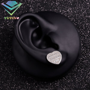VVS moissanite GRA certificate 925 <b>silver</b> 18K gold plated heart shape earring Round Brilliant Cut claw setting fashion earring - Product Image 4