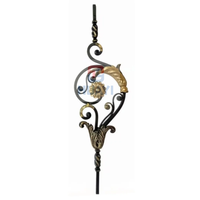 Balustre décoratif en fonte à motifs, revêtement poudré anti-résistant, pour pièces d'escalier intérieur