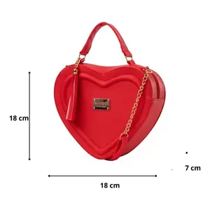 Bolso de Mano con Cristales en Forma de Corazón Rojo para Mujer, Tendencia de Moda para el Día de San Valentín - Product Image 3