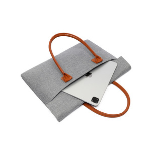 Sacoche d'ordinateur portable imperméable, durable et portable, avec bandoulière, en peluche, design tendance, pour femme et homme, mallette de travail professionnelle - Product Image 6