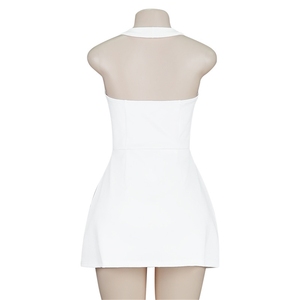 Robes d'été décontractées élégantes pour femmes matures, robe de bureau élégante à col halter sans manches, mini-robe sexy - Product Image 4