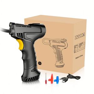 Compresseur d'air sans fil USB avec affichage automatique, gonfleur de pneus de voiture avec lumière d'urgence numérique LED - Product Image 1