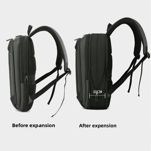 Expandable Men's Business Laptop <b>Backpack</b> Zipper Waterproof Anti-Theft Multi-Pocket Design 20-35L Capacity <b>Nylon</b> Material for - Product Image 3