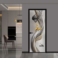 Portes en verre artistiques pour salles de bain et cuisines : Portes en verre trempé à double vitrage en alliage titane-magnésium de style chinois