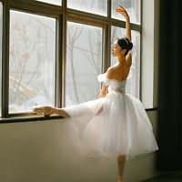 Jupe de ballet blanche pour adulte, professionnelle, pour la compétition, en gaze, style féerique, longue, pour spectacle de ballet