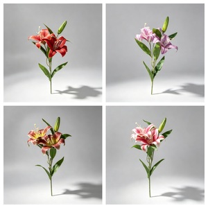 Fleur artificielle réaliste 3D double tête de lys, branche unique, pétales en EVA, accessoires de décoration de mariage - Product Image 5