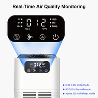Purificateur d'air intelligent HEPA avec indicateur de qualité de l'air, filtre HEPA 3 étapes et ioniseur, 22-48 dB, alimentation 12 V CC, pour chambre et bureau