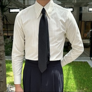 Style italien Gentry robe rétro britannique hommes à la mode <span class=keywords><strong>Slim</strong></span>-<span class=keywords><strong>Fit</strong></span> <span class=keywords><strong>chemise</strong></span> rayée à manches longues tout match décontracté banlieue sergé printemps - Product Image 4