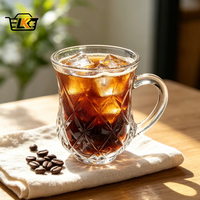 Tasse à thé en verre gaufré avec poignée, 5 oz, style moyen-oriental, petite tasse à café pour la maison et les restaurants, logo personnalisé disponible