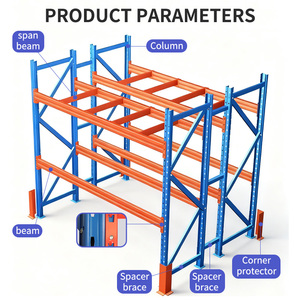 מערכת מדפי משטחים מפלדה כבדה ועמידה, צבועה באבקה, ציוד אחסון למחסנים - Product Image 5